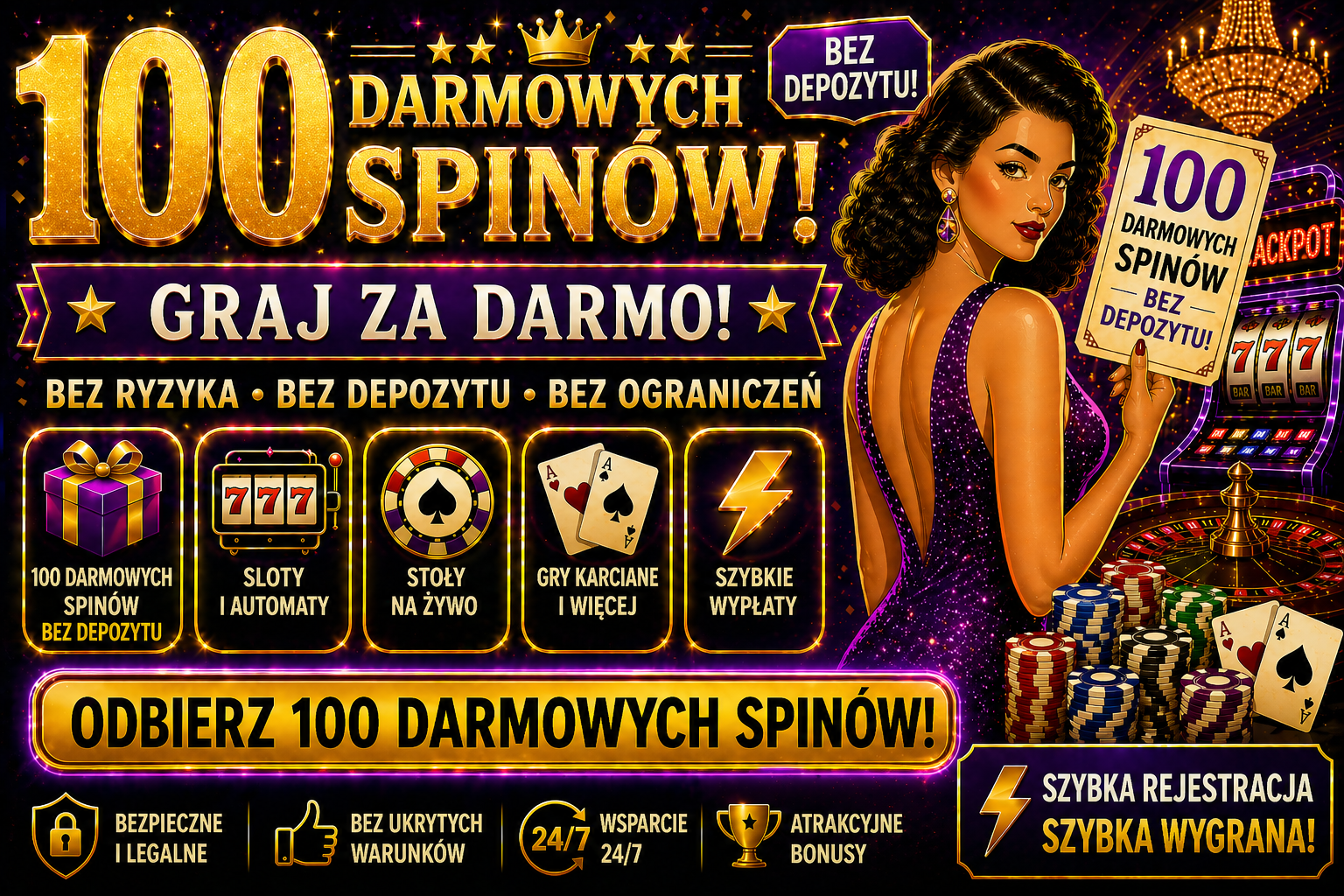 100 darmowych spinów